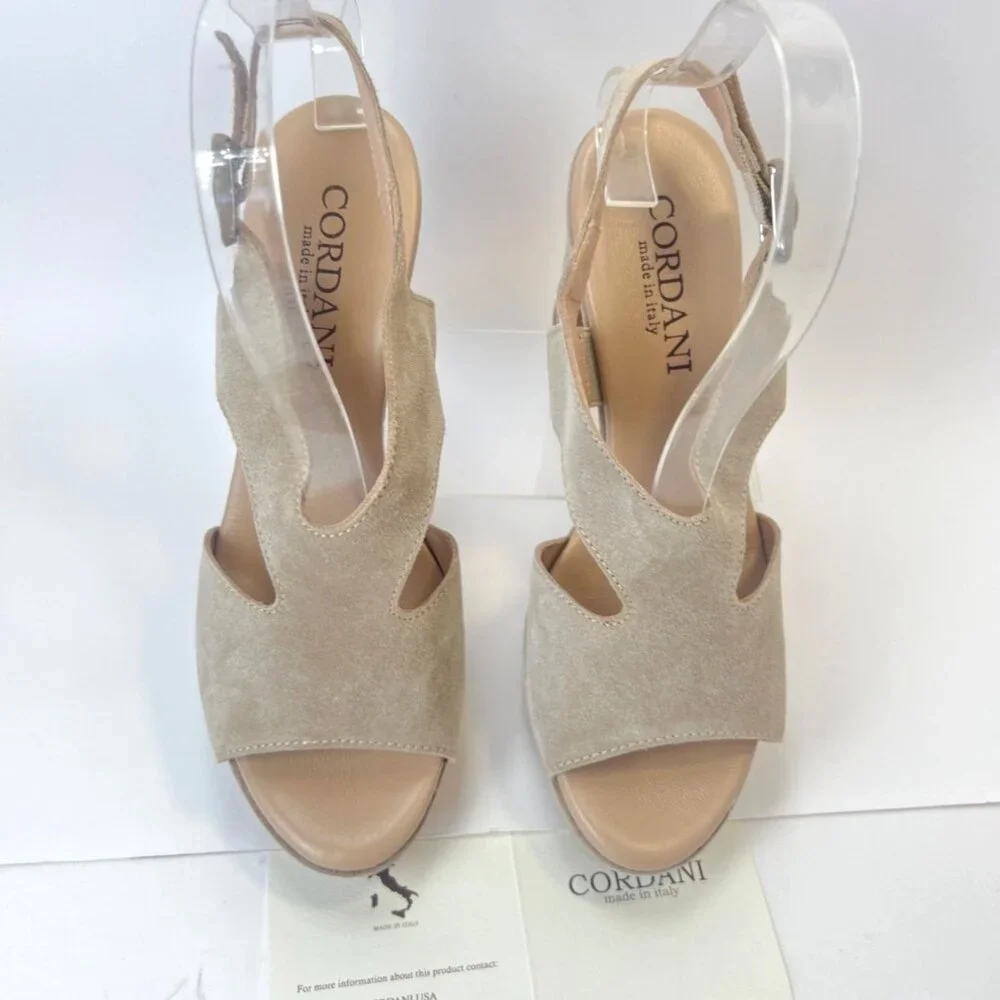 Cordani Taylin Suede Sandals Heeled Women Straps Platform Shoes Size 37 US6.5